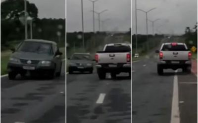 Vídeo registra o momento em que veículo sai da pista na MT-251