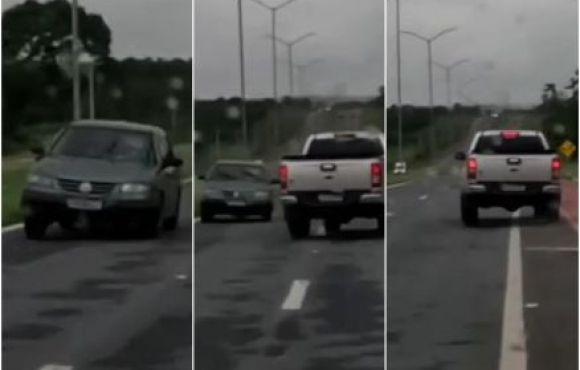 Vídeo registra o momento em que veículo sai da pista na MT-251